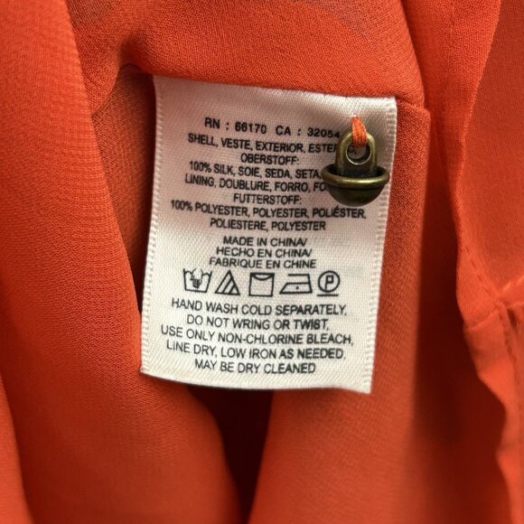 MAEVE Anthro Larkhill Silk Boho Small Dress Trapeze Swing Floral Orange Colorful - Picture 7 of 16